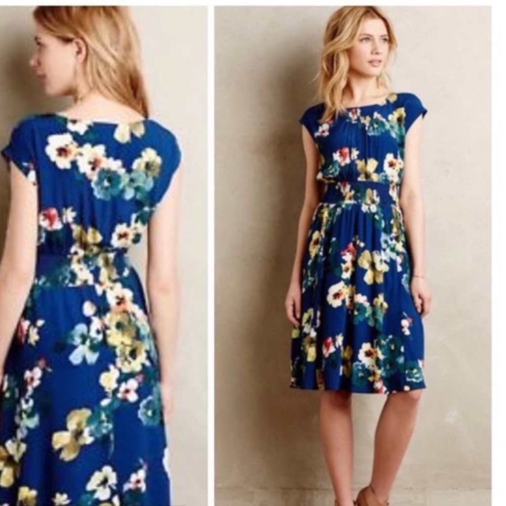 Anthropologie Maeve Blue Floral Dress